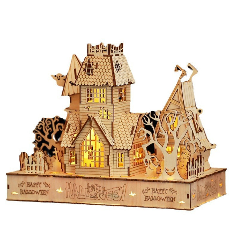 DIY Halloween LED Lighted 3D Wooden Jigsaw Puzzle
