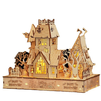 DIY Halloween LED Lighted 3D Wooden Jigsaw Puzzle
