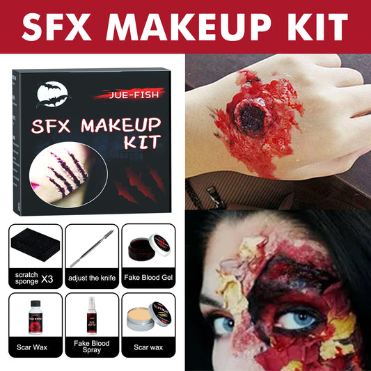 Unleash your daring side this Halloween with our SFX Halloween Wound Makeup Kit. Designed to create realistic wounds and injuries, this kit is perfect for adding spine-chilling detail to your costume. Easy to apply and blend, it lets you craft everything from fresh cuts to deep gashes, enhancing your look with professional-grade effects. Make your Halloween unforgettable with wounds that thrill and impress.