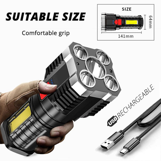 Strong USB Rechargeable 5 Led Flashlight