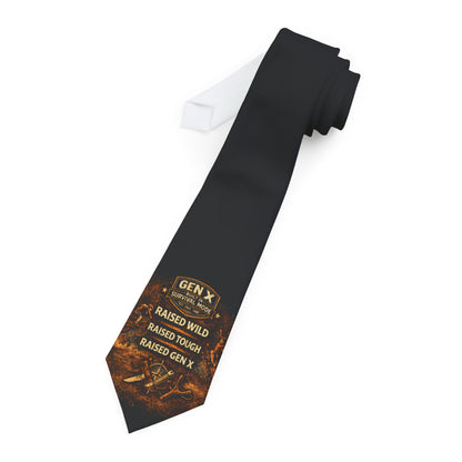 Gen X Survivor Raised Wild Raised Tough Slim Satin Finish Necktie