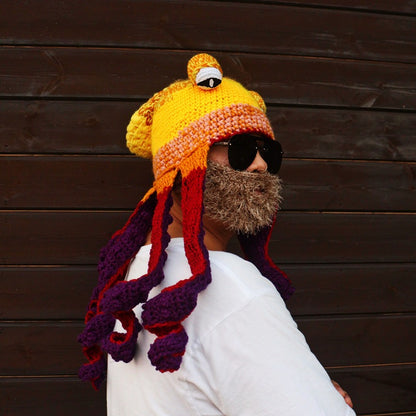 Funny Halloween Warm Wool Crochet Octopus Party Hat