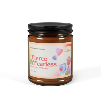 Transform your ambiance with our Fierce &amp; Fearless Scented Soy Candles. Made with high-quality soy wax, these candles emit a strong and bold fragrance that will fill your space with confidence and fearlessness. Elevate your mood and surroundings with each burn.