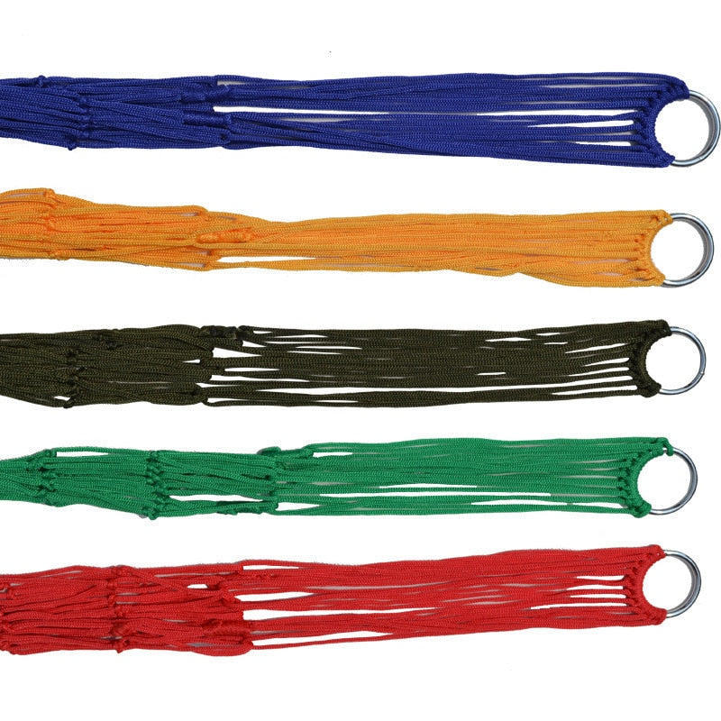 Engineered for comfort and durability, this single-person hammock features a breathable mesh nylon construction that promotes airflow and resists moisture absorption. The lightweight design makes it ideal for backpacking, camping, or backyard relaxation.