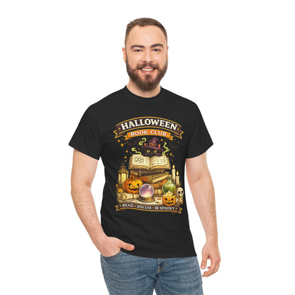 Black Cat Halloween Book Club Comfortable Cotton T-Shirt