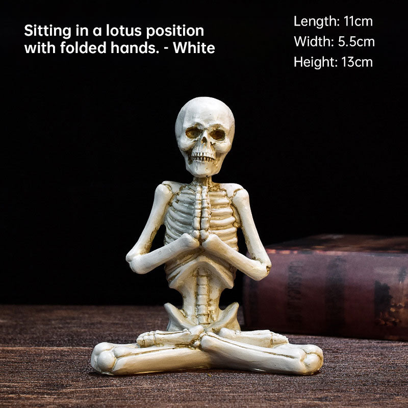 Vintage Halloween Skeleton Figurines Yoga Pose Resin Home Décor
