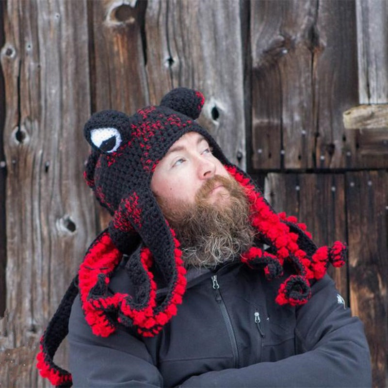 Funny Halloween Warm Wool Crochet Octopus Party Hat