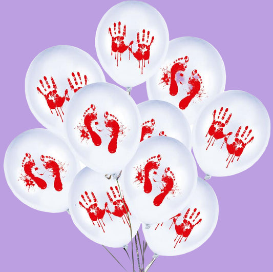 Set the scene for a spine-chilling celebration with these Halloween Party Bloody Balloons. Each pack includes 10 striking balloons splattered with realistic blood-like patterns, perfect for adding a daring, eerie touch to your party decor.