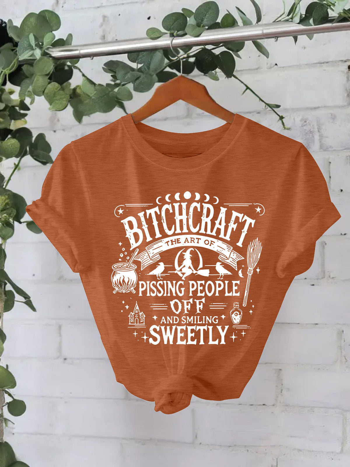 Bitchcraft Halloween Printed Round Neck Loose T-shirt