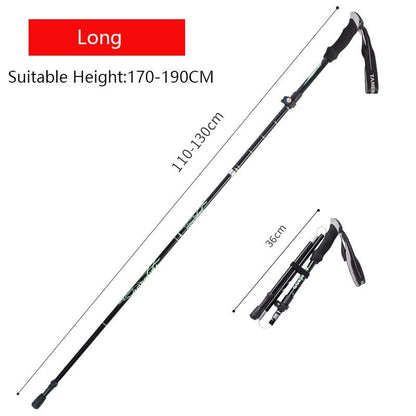 Experience stability and comfort on every step with the Ultralight Anti-Shock Telescopic Walking Stick. Designed to reduce impact and absorb shocks, this walking stick eases strain on your joints during long walks or hikes.
