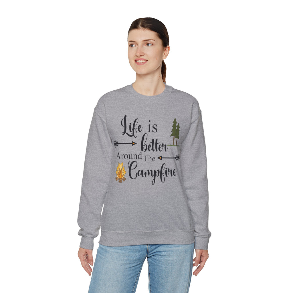 Experience the comforting warmth and camaraderie of a cozy campfire with our Life is Better Around the Campfire sweatshirt. Made with heavy blend fabric, it's perfect for cool evenings spent in the great outdoors. Get yours now and make every camping trip even more memorable!