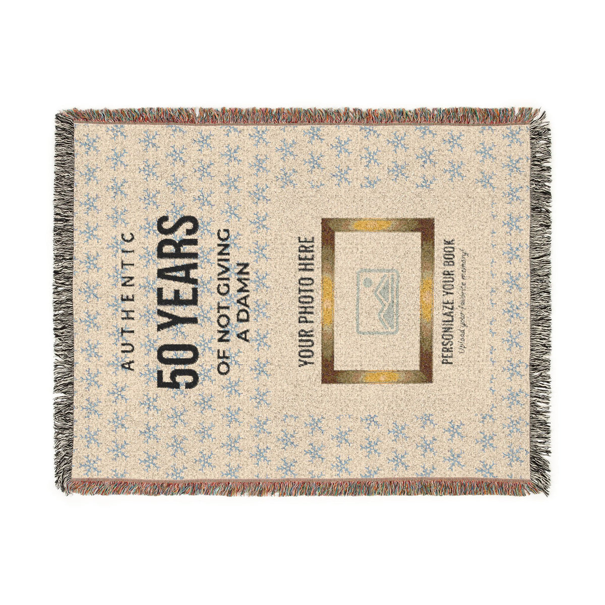 Personalized Woven Blanket — 'Authentic 50 Years of Not Giving a Damn' Decorative Throw