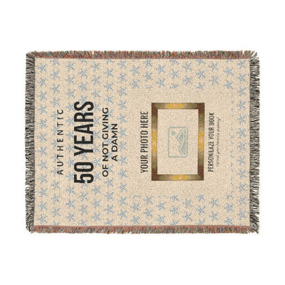 Personalized Woven Blanket — 'Authentic 50 Years of Not Giving a Damn' Decorative Throw