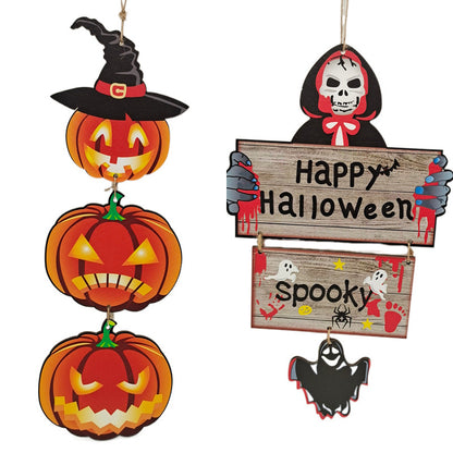 Hanging Halloween Wooden Sign Decorations
