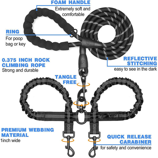 The Explosion-Proof Double-Headed Luminous Pet Leash offers enhanced safety for pet owners who walk multiple pets simultaneously. Engineered with explosion-proof materials, this durable leash ensures maximum strength and reliability.