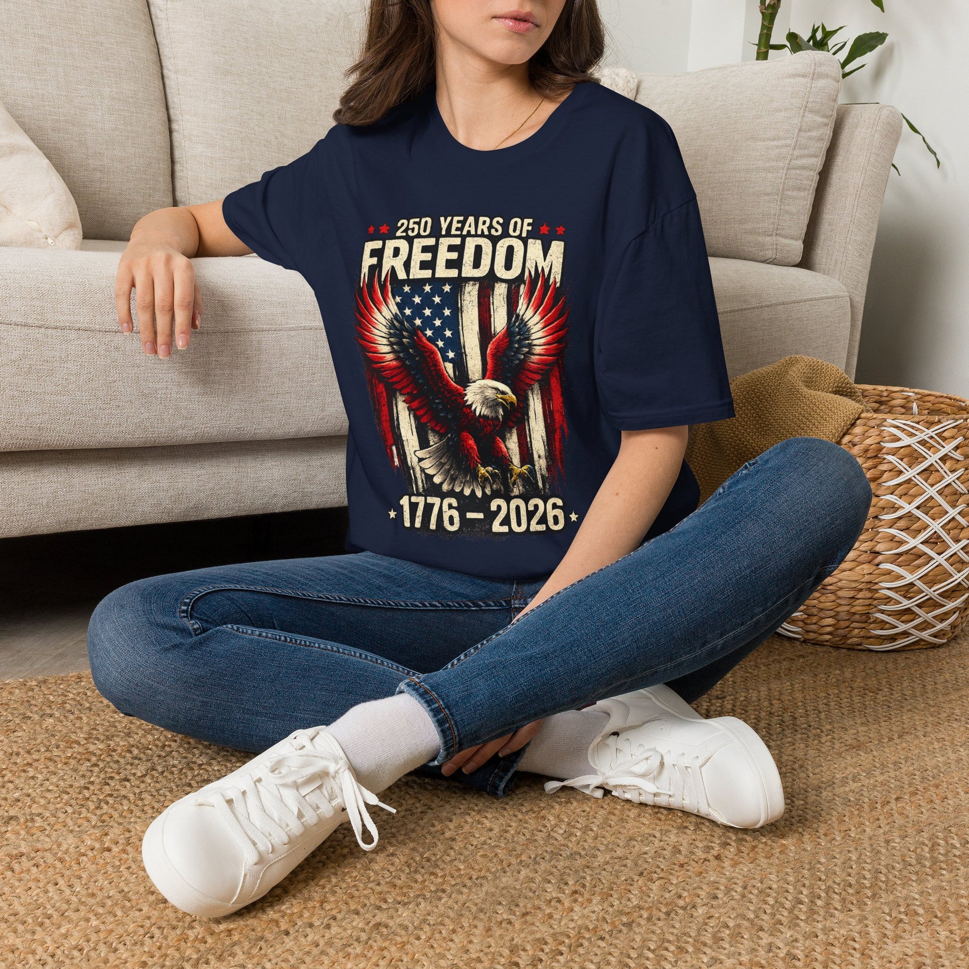 250 Years of Freedom Eagle Flag Comfortable Cotton Tee