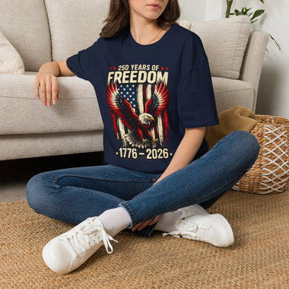 250 Years of Freedom Eagle Flag Comfortable Cotton Tee