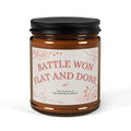 Experience the soothing scent of our Battle Won Flat &amp; Done Scented Soy Candles. Made with high-quality soy wax, these candles provide a long-lasting burn and a clean, even flame. Perfect for unwinding after a long day or creating a relaxing atmosphere in any room.