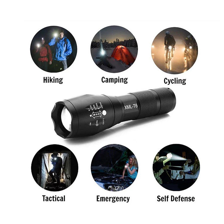 The Telescopic Zoom L2 High-Power LED Flashlight delivers exceptional brightness with its advanced LED technology, ensuring clear and focused illumination. 