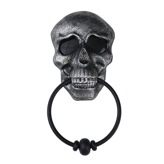 Make a bold statement this Halloween with the Halloween Skull Door Knocker. Crafted to catch attention, this striking decoration adds a spooky touch to your front door while serving as a functional knocker. Its detailed skull design creates an eerie atmosphere that sets the perfect mood for your Halloween festivities.