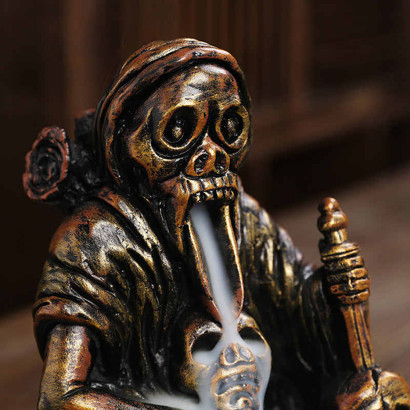 Nordic Skull Ghost Halloween Resin Backflow Agarwood Incense Burner
