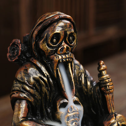 Nordic Skull Ghost Halloween Resin Backflow Agarwood Incense Burner
