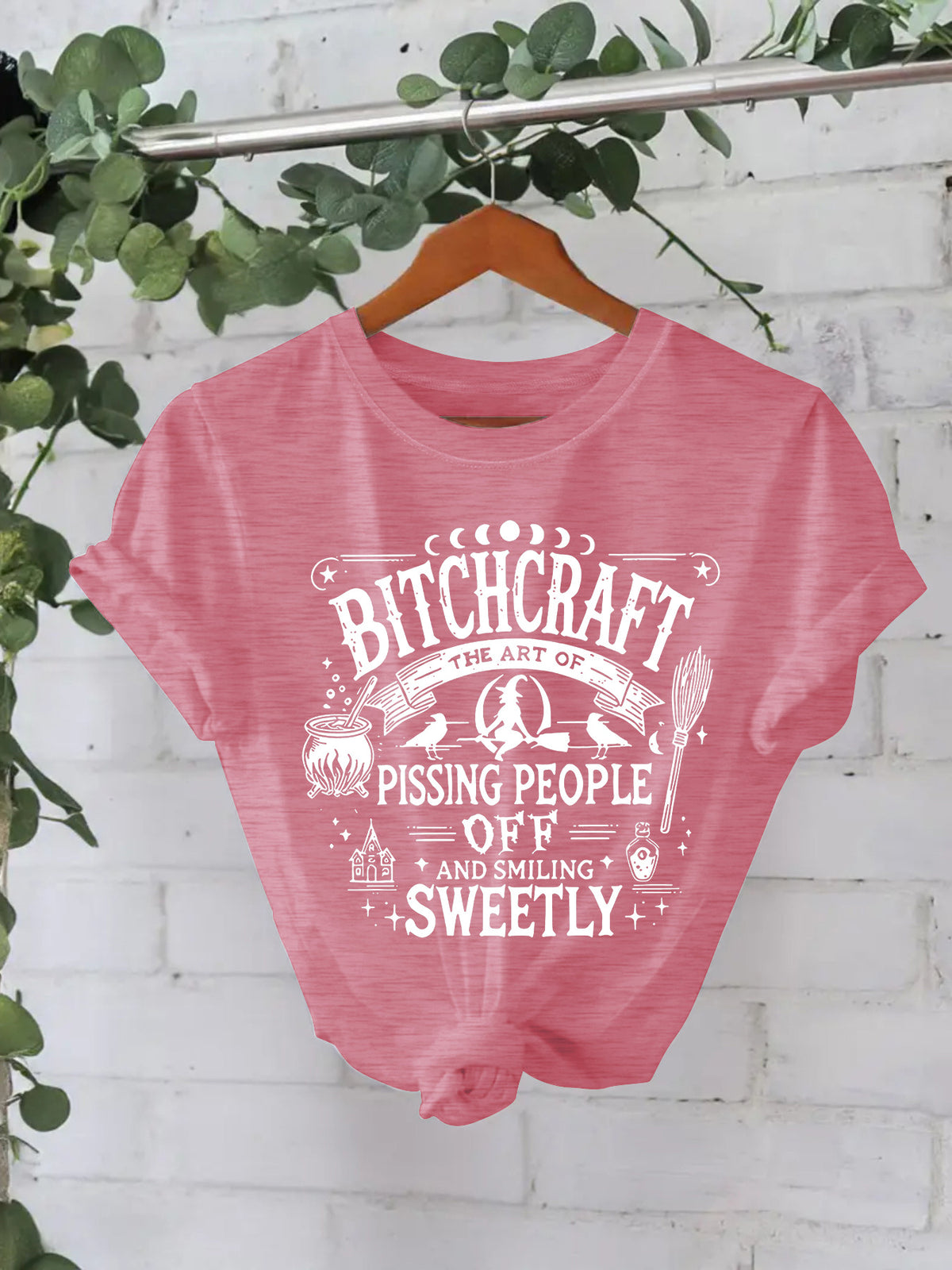 Bitchcraft Halloween Printed Round Neck Loose T-shirt