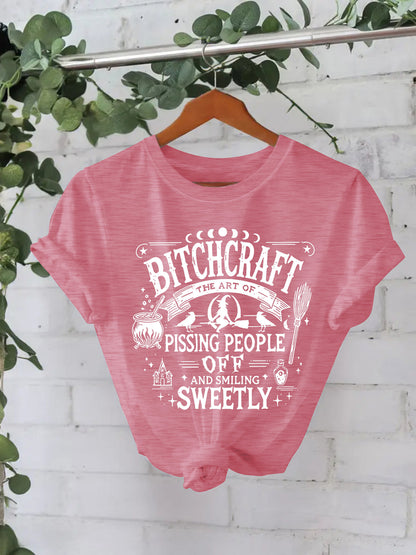 Bitchcraft Halloween Printed Round Neck Loose T-shirt