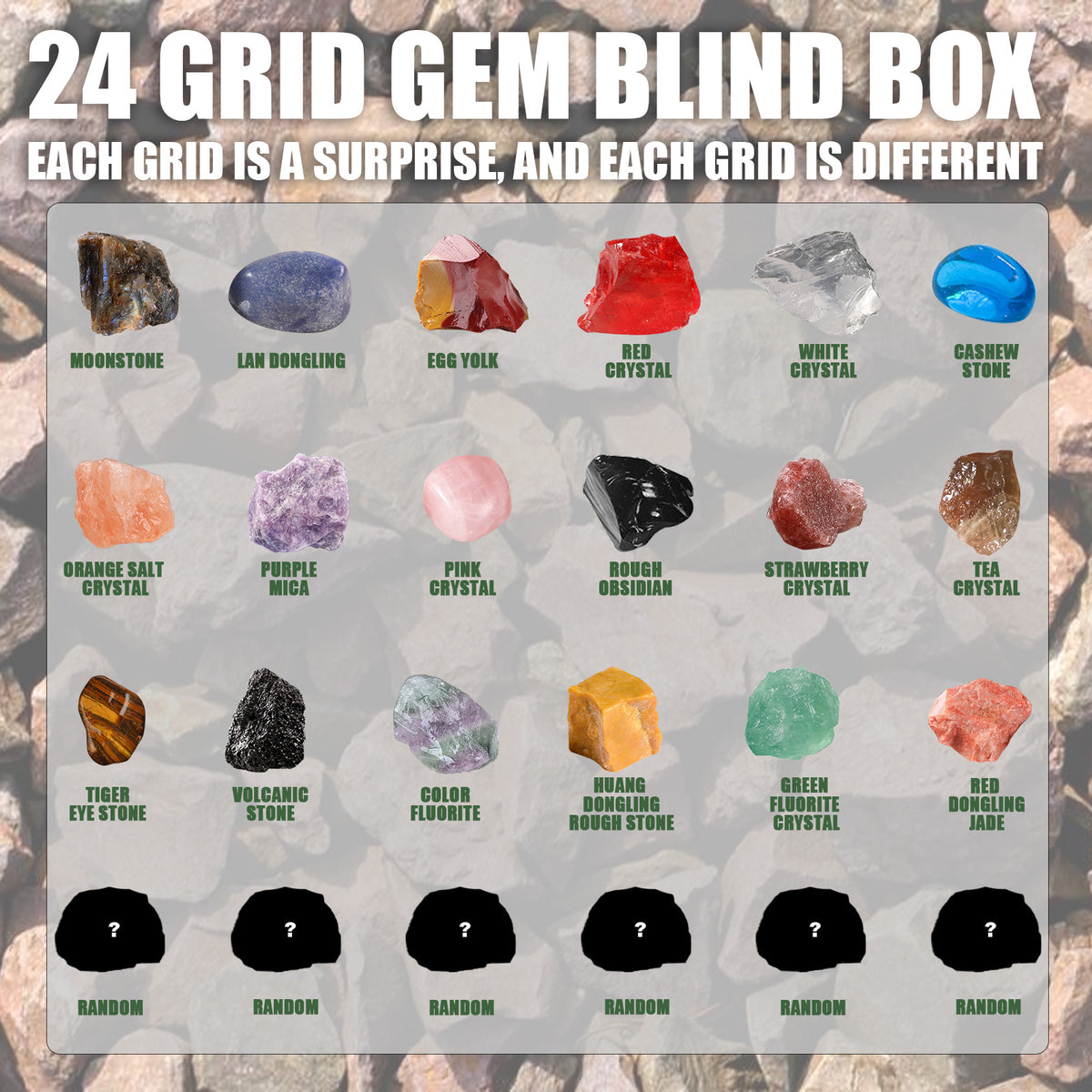 24 Grid Healing Crystals & Gemstones Gift Box