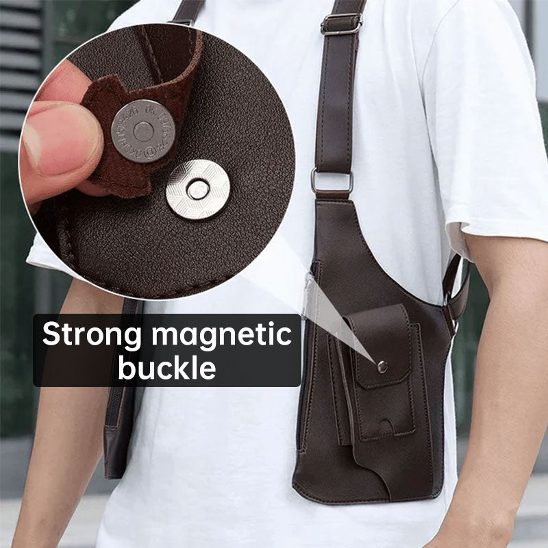 Double Strap Anti-Theft PU Leather Chest Bag
