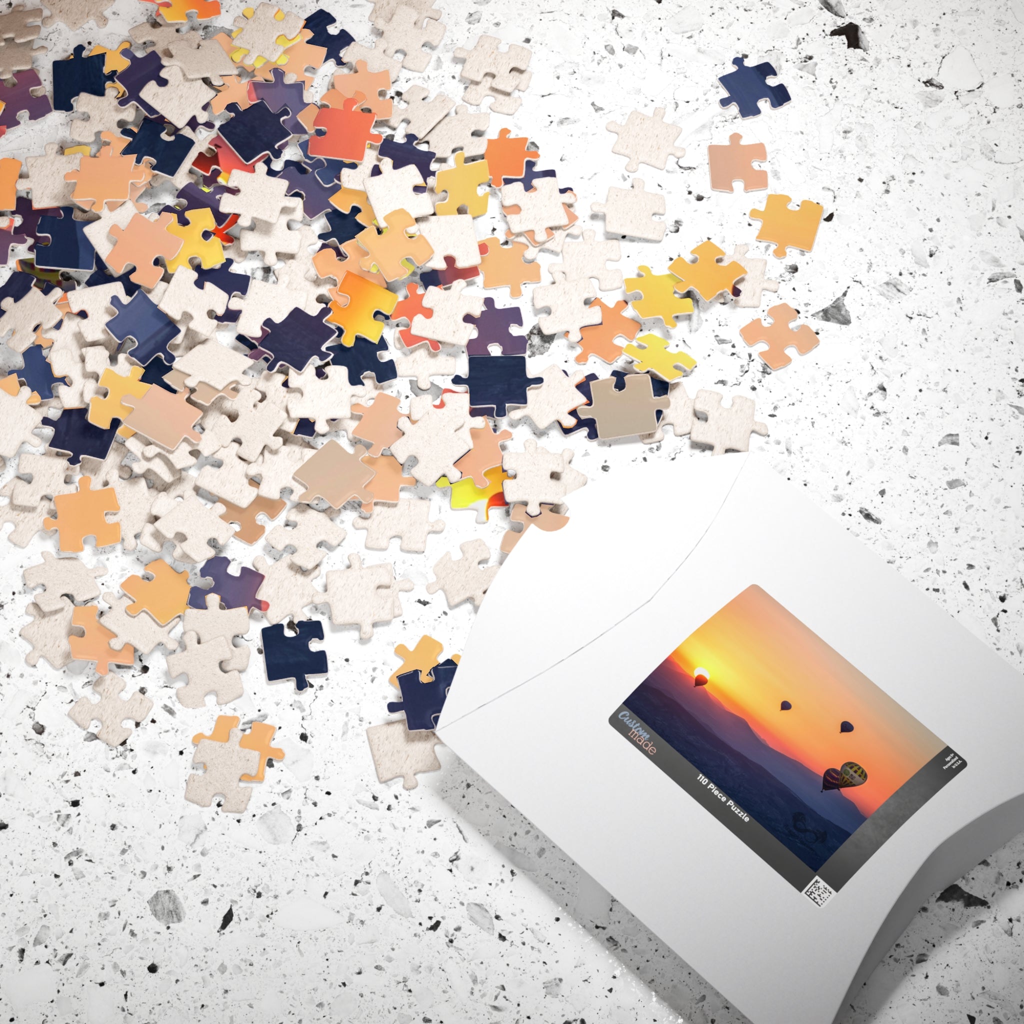 Embark on a journey through the sky with our Hot Air Balloons at Sunset Puzzle. With 110 to 1014 pieces, this puzzle will challenge your mind and soothe your soul. Take in the stunning artistry of the colorful hot air balloons against the dramatic sunset backdrop.