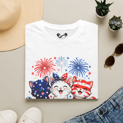 Cute Patriotic Kittens 4th of July Cotton T-Shirt