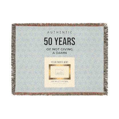 Personalized Woven Blanket — 'Authentic 50 Years of Not Giving a Damn' Decorative Throw