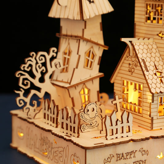 DIY Halloween LED Lighted 3D Wooden Jigsaw Puzzle