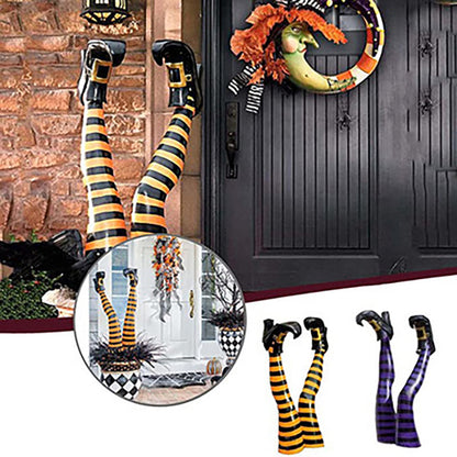 Add a spooky twist to your Halloween décor with these Fun Halloween Upside Down Witch Legs! Perfect for creating a cheeky, eye-catching display, these legs look like a witch has crash-landed into your lawn or porch.