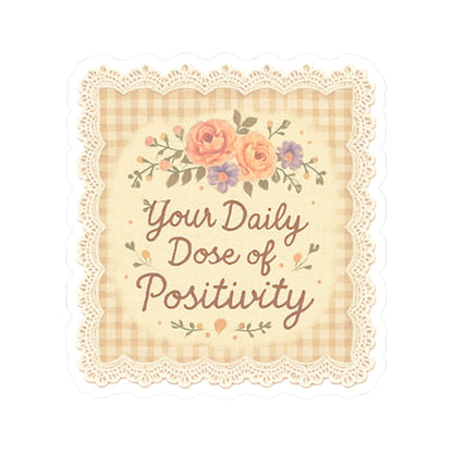 Decorative card with flowers and 'Your Daily Dose of Positivity' text on a checkered background
