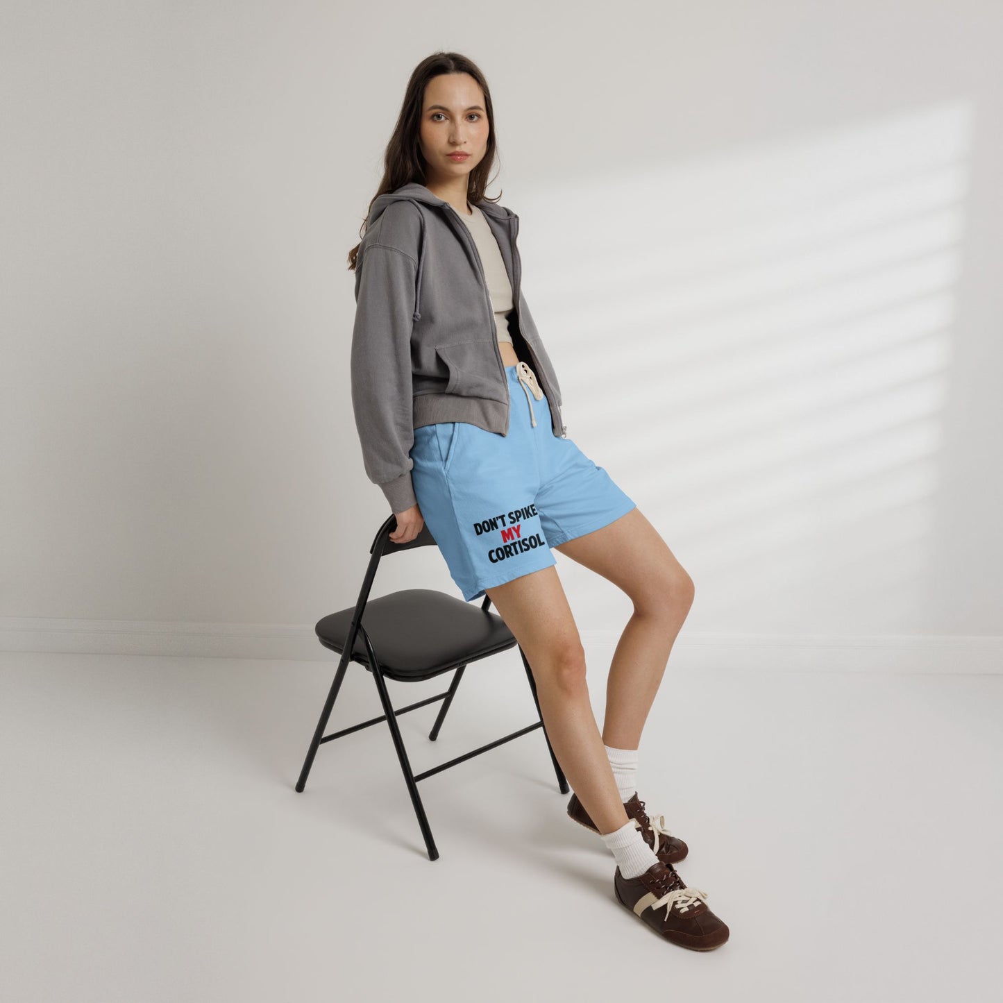 Lightweight "Don’t Spike My Cortisol" Fleece Lounge Shorts