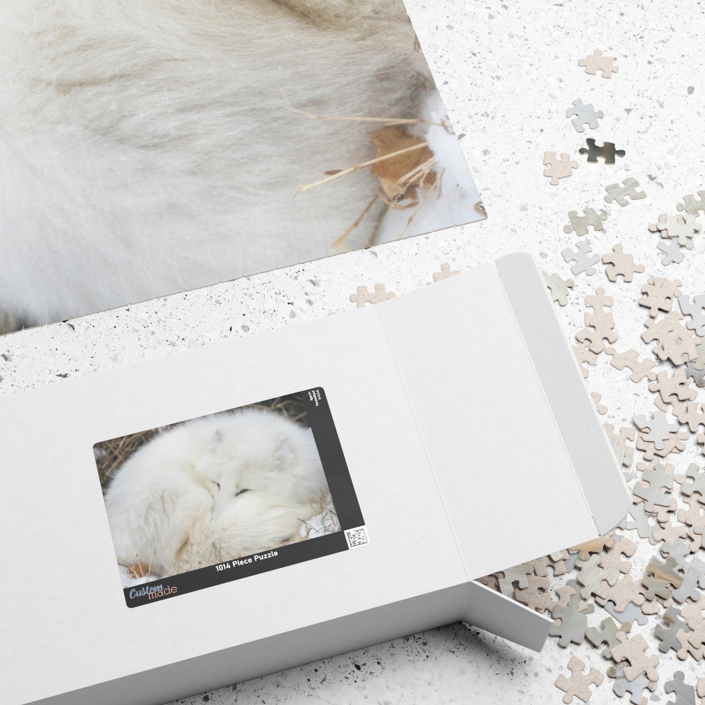 Discover the beauty of nature with our Sleeping White Fox Puzzle! This puzzle features a stunning image of a peaceful white fox, and is available in 110 to 1014 pieces. Piece by piece, you'll feel a sense of accomplishment as you bring this majestic creature to life. Perfect for animal lovers and puzzle enthusiasts alike!