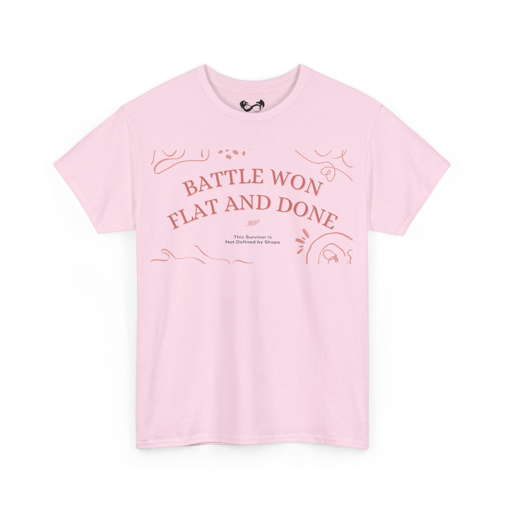 The Battle Won, Flat and Done Heavy Cotton Tee is the ultimate combination of style and comfort. Made with high-quality heavy cotton, this tee is durable and soft to the touch. Perfect for everyday wear or a night out, you'll always feel confident and ready to take on the day in this stylish tee.