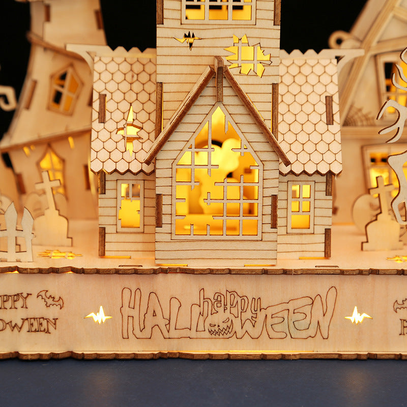 DIY Halloween LED Lighted 3D Wooden Jigsaw Puzzle