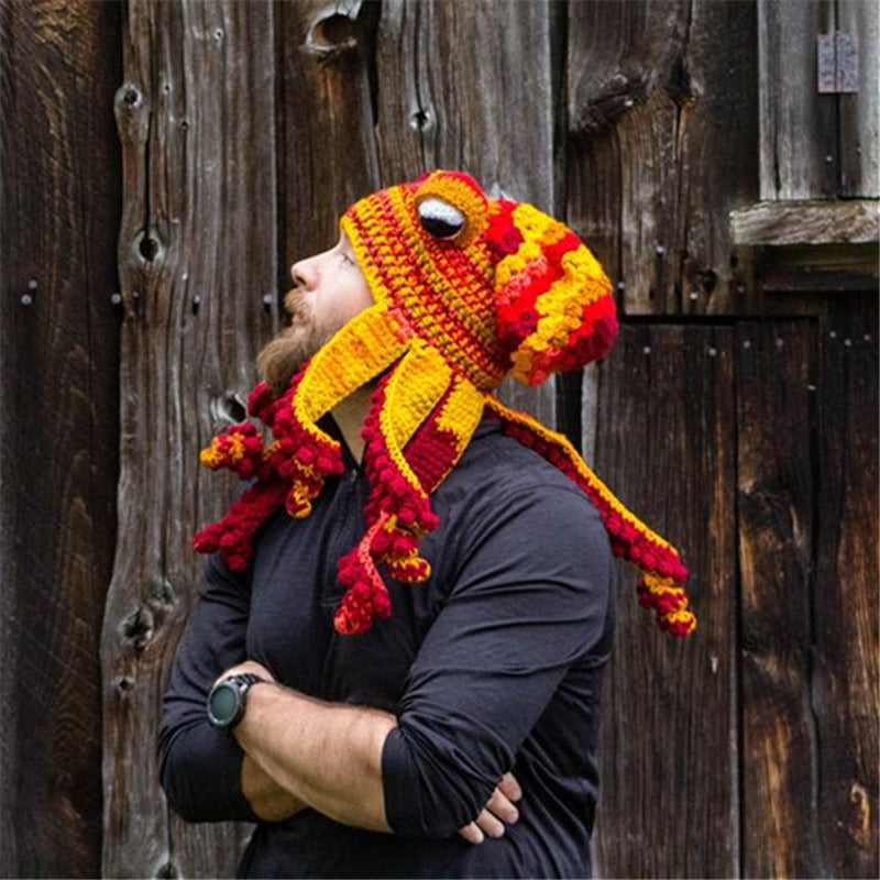 Funny Halloween Warm Wool Crochet Octopus Party Hat