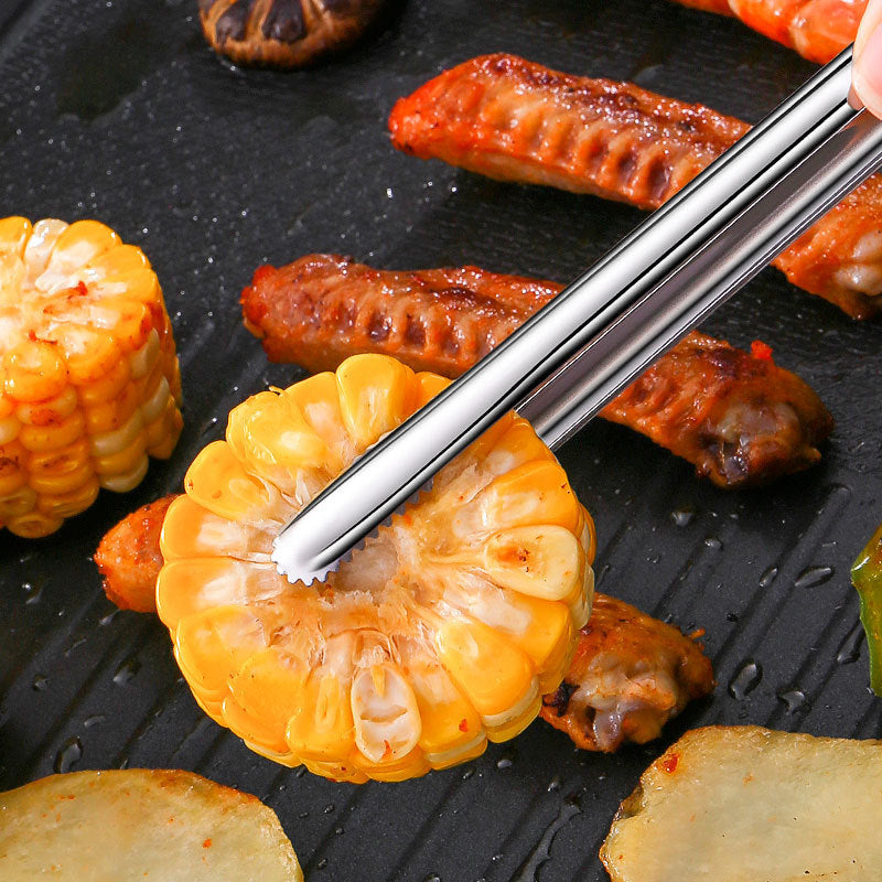 These Stainless Steel Lengthened BBQ Clamps offer extended reach and durable construction, making grilling safer and more convenient. Crafted from high-quality stainless steel, they resist rust and provide a firm grip on your food, allowing precise handling over the heat.