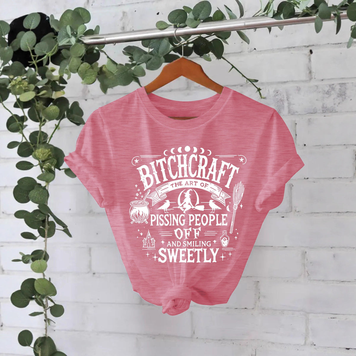Bitchcraft Halloween Printed Round Neck Loose T-shirt