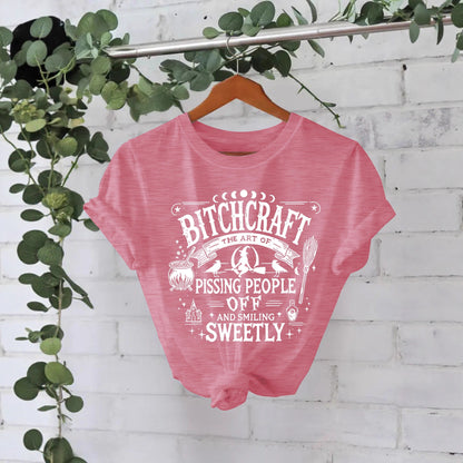 Bitchcraft Halloween Printed Round Neck Loose T-shirt