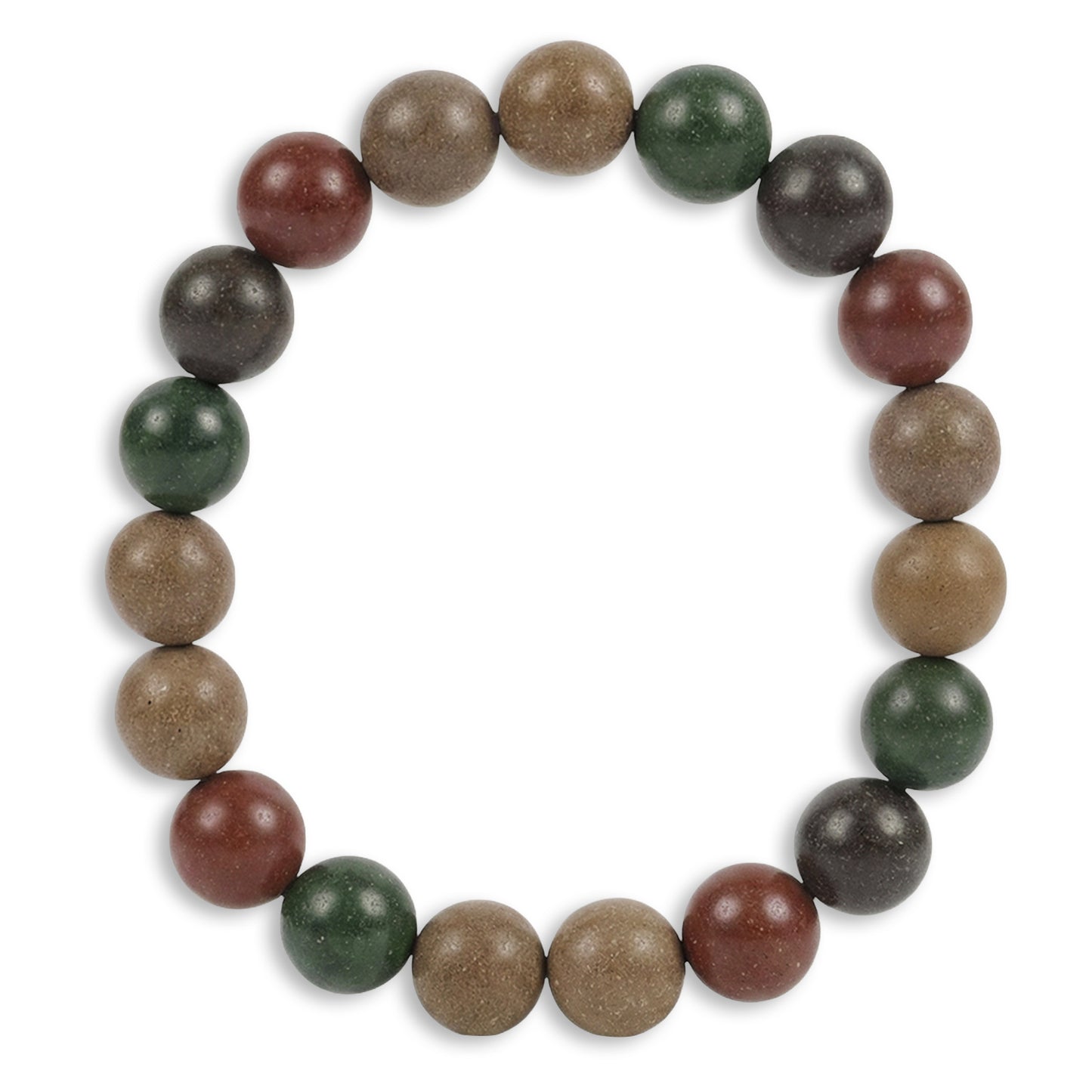 Multicolored beaded bracelet on a white background