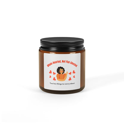 Jar with a black lid and a label featuring text and graphics on a white background