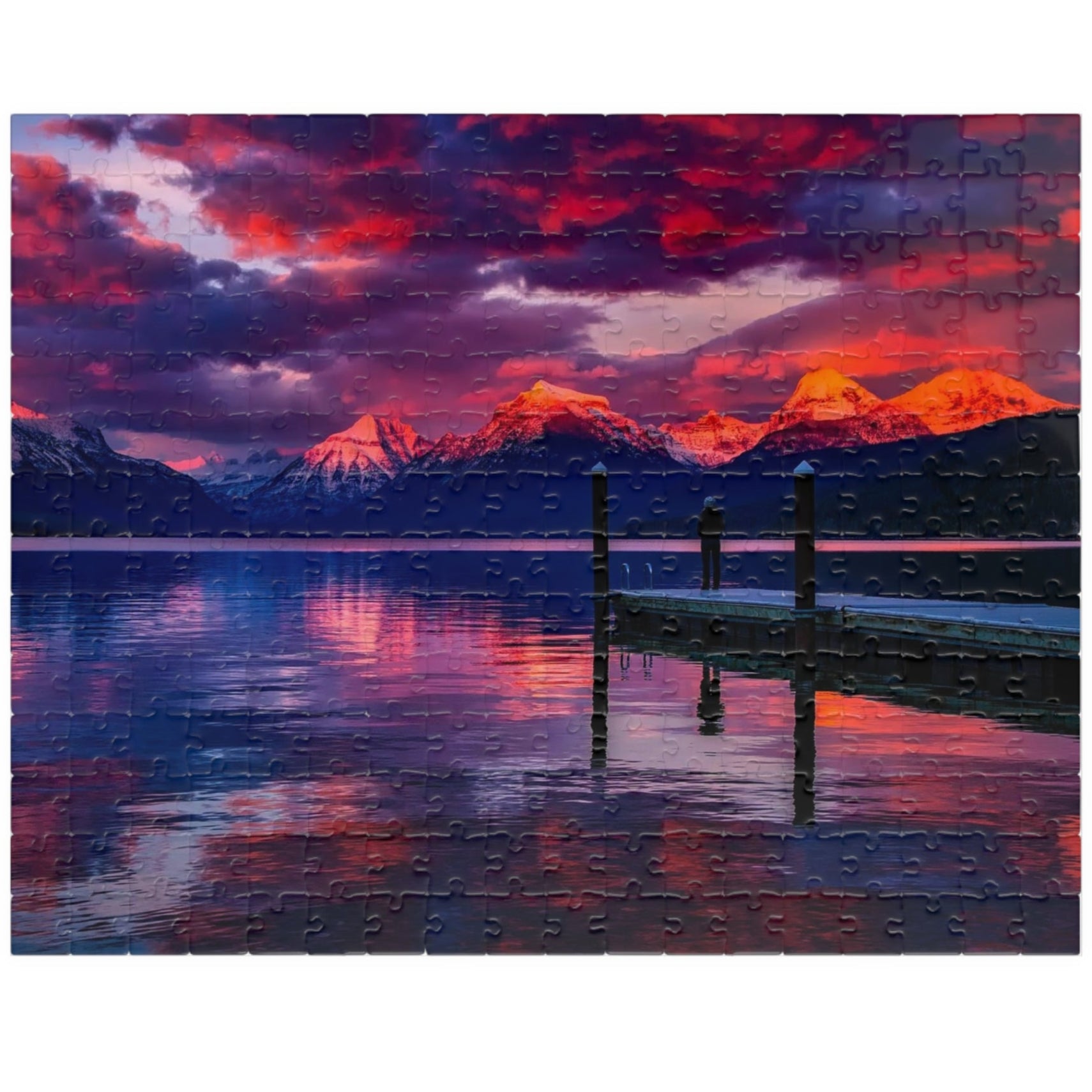 Experience the beauty of nature with our Pink Sunset at the Lake Puzzle! Assemble 110 to 1014 pieces to reveal a breathtaking scene of a pink-hued sunset over a tranquil lake. Perfect for puzzle enthusiasts and nature lovers alike. 