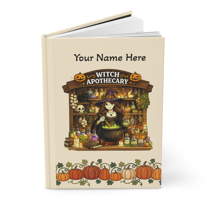 Witch Apothecary Hardcover Journal — Personalized Halloween Pumpkin Spellbook
