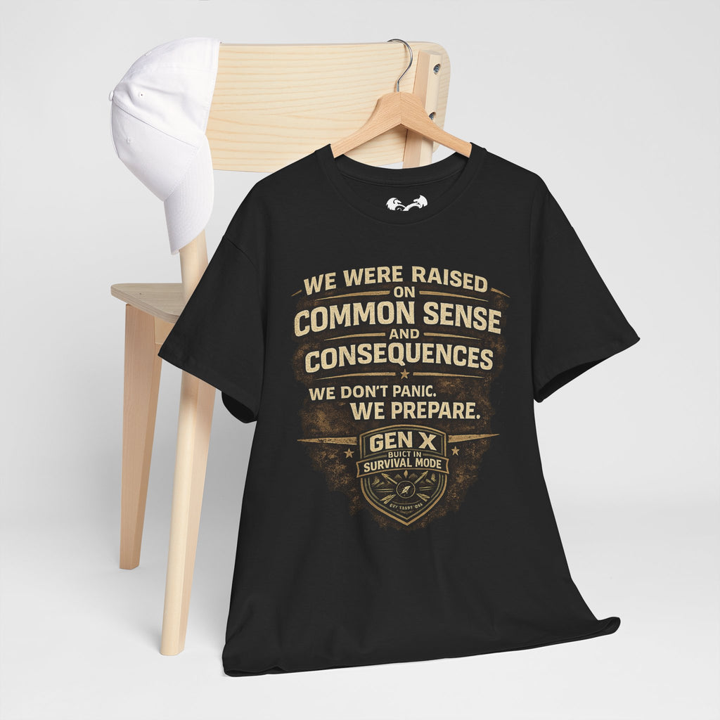 This Gen X Survival Series tee says it exactly how we lived it:
We Don’t Panic. We Prepare.
Bold distressed print. Rugged vintage styling. Official Gen X Survival Mode badge stamped like a badge of honor.