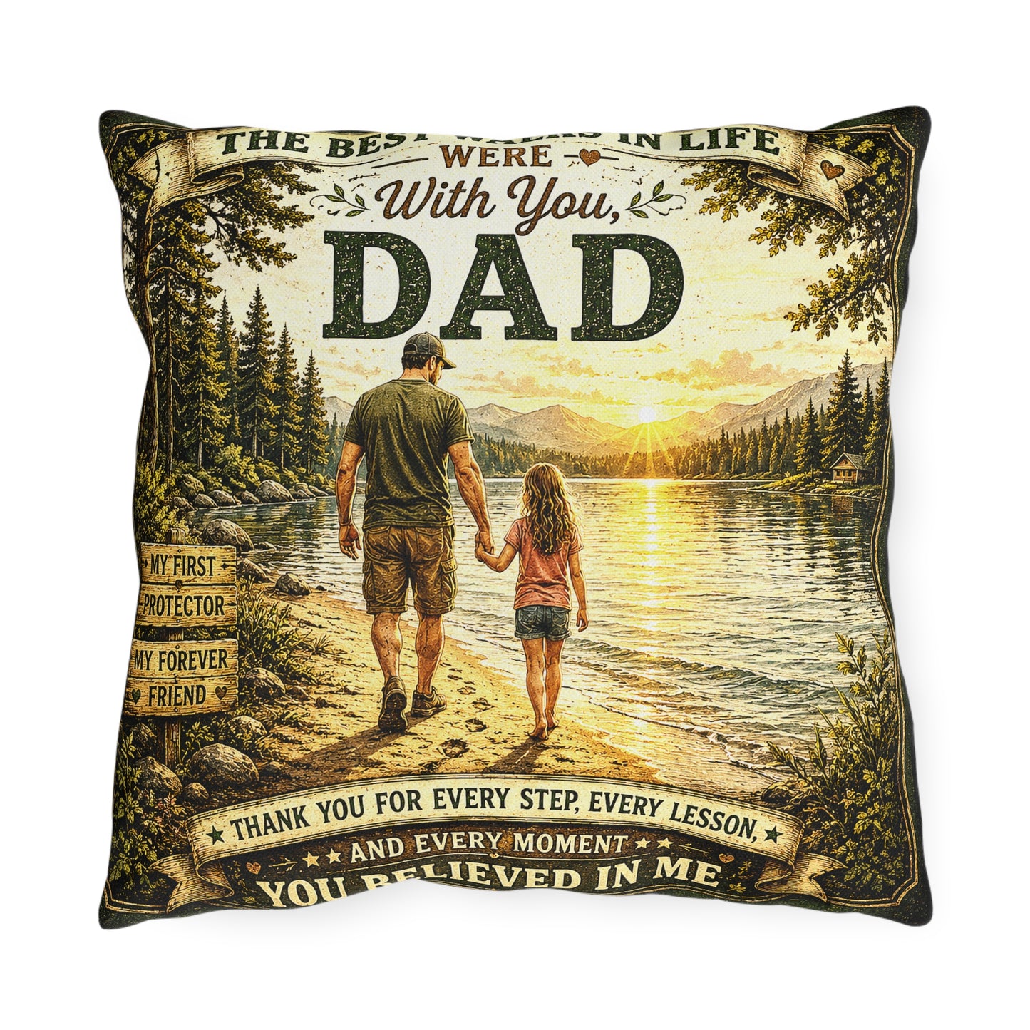Blessings In Life With Daughter Scenic Timeless Father’s Day Pillow